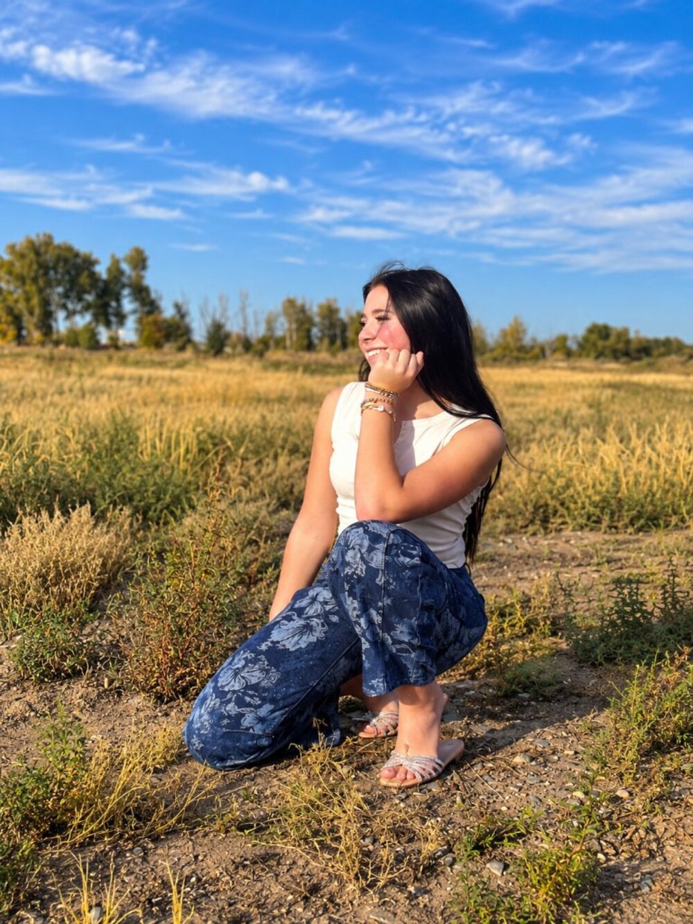 NEW Floral Print Denim Jeans | Blue Statement Pants | S-L
